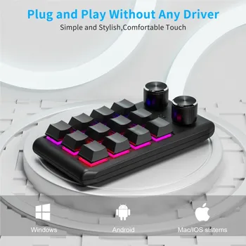  Программный макрос Пользовательская клавиатура Bluetooth с 2 ручками, RGB, 12 клавиш, мини-кнопка для копирования и вставки, игровая клавиатура, механический Macropad Hotswap