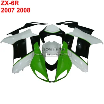  Комплект обтекателей для литья под давлением Kawasaki zx-6r zx6r Ninja 2007 2008 07 08 зелено-белые обтекатели TP120