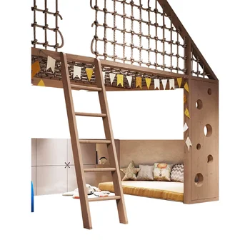  Подъемные и опускные кровати, игровой домик, кровать-домик на дереве, современная простая высокая и низкая кровать из массива дерева, кровать в шахматном порядке