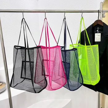  Женское прозрачное сетчатое изделие должно быть упаковано в стильную легкую портативную сетчатую сумку для покупок, путешествий, пляжа