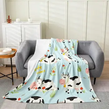  Милое плюшевое одеяло с изображением коровы, принт 