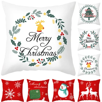  С Новым годом, Рождественские подарочные украшения, чехлы для подушек с принтом, украшение дивана для гостиной, наволочка 45x45 см