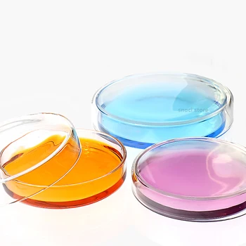  100 мм Прозрачная стеклянная чашка Петри, клетки микроорганизмов, прозрачные чашки Петри с крышками, лабораторные принадлежности для биологии, 3 шт.