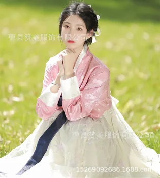  Традиционная корейская одежда для женщин, национальный розовый Ханбок, сценическое танцевальное платье, новогодняя одежда для вечеринок, сценические костюмы