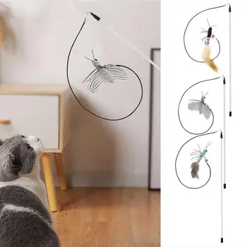  Интерактивная Игрушка Для Кошек Stick Cute Wand With Small Bell Refill Toys Искусственные Забавные Игрушки-Дразнилки Для Кошек В Помещении