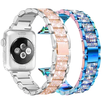  Ювелирный Ремешок-Цепочка для Apple Watch Band Ultra 49мм 45мм 44мм 41мм 40мм Петлевый Браслет С Бриллиантами на Запястье iWatch Серии 8 7 6 5 4 3 SE