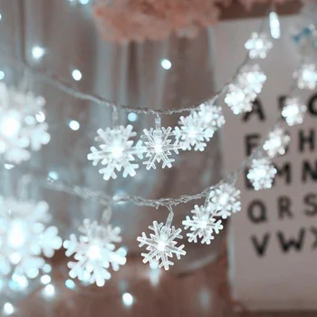 Светодиодные гирлянды в виде снежинок, Рождественская Сказочная гирлянда, аккумулятор / USB, Уличная садовая гирлянда, новогоднее украшение для гостиной в помещении.