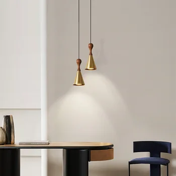  Современные золотые, черные, медные подвесные светильники Деревянная столовая лампа для спальни, кухни, гостиной, лампа E27 Прямая поставка