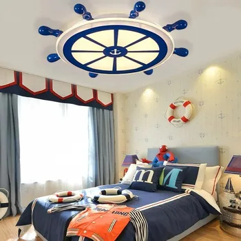  Детская комната свет мальчик светодиодный потолок мультфильм пиратский корабль руль спальня творческий детский сад игровая площадка