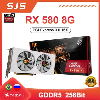  Игровая видеокарта SJS AMD RX580 8GB 2048SP GDDR5 256Bit PCI Express 3.0 × 16 8Pin Radeon GPU RX 580 Серии placa de video