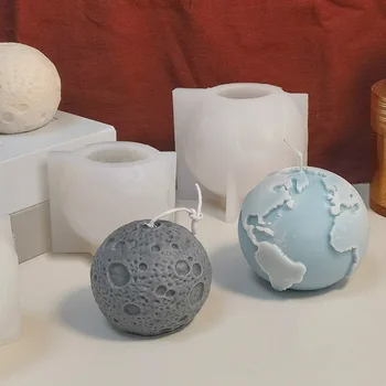  3D Земля Луна Свеча Плесень для DIY Творческое Пространство Силиконовая Свеча Изготовление Мыла Ручной Работы Смола Глиняная Форма Подарки Украшение Дома