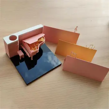  Omoshiroi Block 3D Блокнот Memo Pad Розовая Модель Пианино Стерео Художественная Бумага Резные Стикеры Блокнот Блокноты Рождественские Подарки