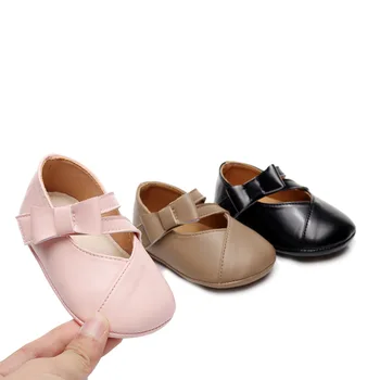  Детская обувь в скандинавском стиле, Ходунки для первых шагов новорожденных малышей, простая обувь из искусственной кожи с милым бантом, обувь для детских вечеринок