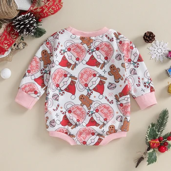  Рождественская толстовка оверсайз для маленьких девочек, комбинезон, пуловер с длинным рукавом, комбинезоны для малышей
