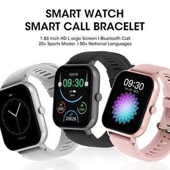  2023 Новые Часы 20 + Спортивная Модель 1,83 Дюйма Bluetooth Call Smartwatch Мужские Часы для Измерения Артериального Давления IP67 Водонепроницаемые Спортивные Смарт-часы + коробка