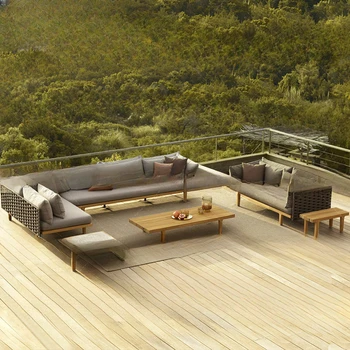  Продукт может быть настроен по индивидуальному заказу.Дизайнер мягких украшений для дивана из ротанга и ясеня в скандинавском стиле для отдыха на природе.