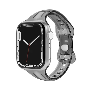  Тонкий Прозрачный ремешок для Apple Watch серии 7 6 5 Band 42 мм 38 мм из прозрачной резины Correa для iwatch 7 6 5 4 3 44 мм 40 мм 41 мм 45 мм