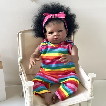  NPK 20-дюймовое Мягкое Тело С Темно-коричневой Кожей Reborn Baby Lanny Doll Art Made 3D Кожа Реалистичная Детская Коллекционная Кукла
