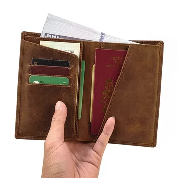  Винтажный Кожаный Держатель для Паспорта и бумажник для Мужчин