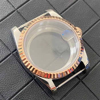  Корпус часов из розового золота 36 мм, плотное/прозрачное дно, сапфировое зеркало, водонепроницаемые чехлы, для механизма NH35 NH36 4R