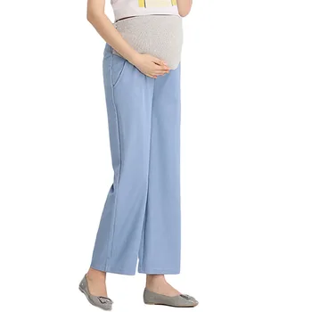  Женские брюки для беременных Emotion Moms с высокой талией, свободные трикотажные мягкие капри прямого кроя для беременных