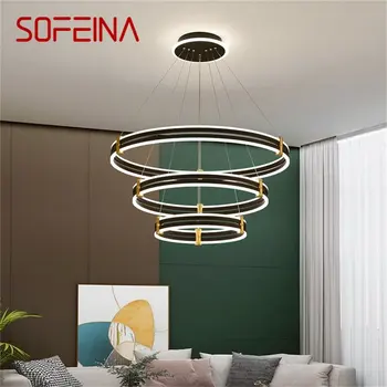  Подвесные светильники SOFEINA Nordic Современный черный роскошный круглый светодиодный светильник для украшения дома