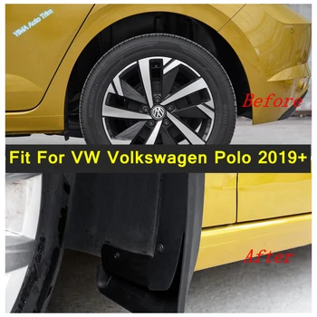  Передние и задние грязезащитные брызговики, брызговики, подходящие для Фольксваген Поло 2019-2023, пластиковые автоаксессуары черного цвета