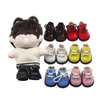  Кукольная обувь 3,8 * 2,3 см, 10-сантиметровая хлопковая кукольная обувь для игрушек, обувь для костюмов, блестящая кожа, кожаные туфли с круглым носком, туфли с ремешком
