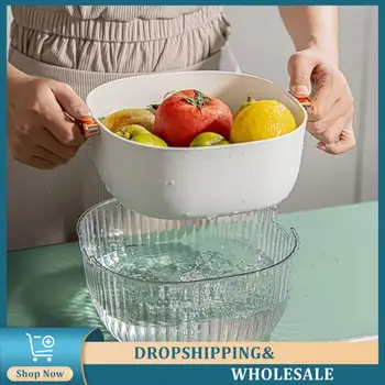  Таз для мытья овощей, удобная корзина для слива, универсальный нескользящий кухонный дуршлаг, легко моющийся, Двойная корзина для слива.