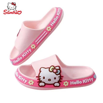  Детские сандалии и тапочки с рисунком Hello Kitty из аниме и мультфильма Каваи, креативная нескользящая пляжная обувь с мягкой подошвой оптом