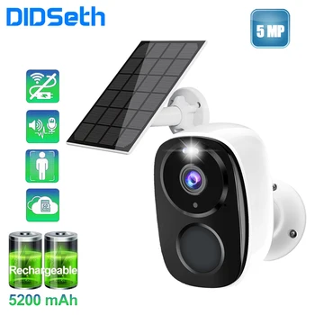  DIDSeth 5-мегапиксельная IP-камера Solor с батарейным питанием, всепогодный прожектор, камера безопасности, Беспроводная камера наружного наблюдения Wi-Fi, HD Cam