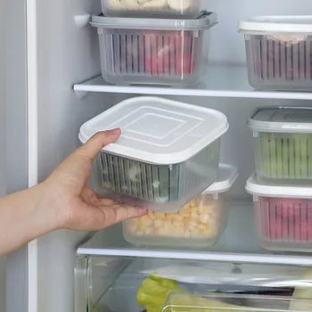  Ящик для хранения в холодильнике, фиксирующий время хранения, Органайзер для хранения свежих продуктов, Прозрачный резервуар для хранения свежих продуктов, Кухонные контейнеры