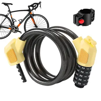  Комбинированный кабель велосипедного замка, велосипедные замки повышенной безопасности, 5-значный сбрасываемый кодовый кабельный замок, Портативный замок для скутера с