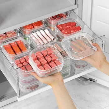  350 мл Прозрачный Ящик для хранения в Холодильнике, Органайзер для мяса, фруктов, овощей, Контейнер для еды, Запечатанная Свежая Коробка с крышкой