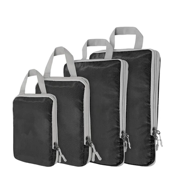  4 комплекта сверхлегкой упаковки-кубики, черные дорожные сумки для ручной клади, дорожная упаковка для сумки-органайзера для чемодана