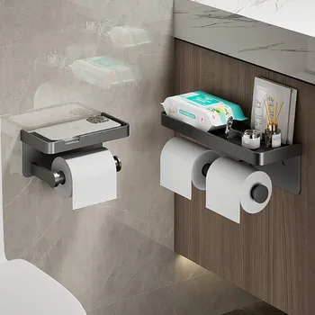  НОВЫЙ большой держатель для туалетной бумаги, настенный держатель для рулона бумаги С лотком для хранения, Туалетный органайзер, Подставка для телефона, Аксессуары для ванной комнаты