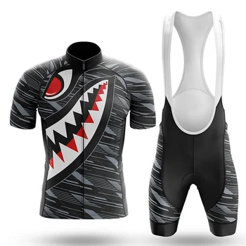  Мужской классический комплект джерси для велоспорта Shark, нагрудник, шорты, костюм, велосипедная одежда, комплекты одежды для горных шоссейных велосипедов MTB