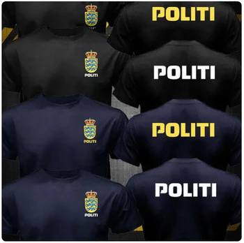  Новый Данск Датский Denmark Politi Unit Логотип Мужская футболка из 100% Хлопка Футболки Мужская Одежда Уличная Одежда Топы Футболка Camisa