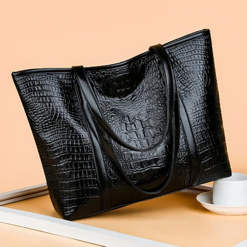  Элегантные женские сумки, винтажная сумка через плечо из мягкой искусственной кожи крокодила, женские сумки-тоут большой емкости, женская дорожная сумка для покупок