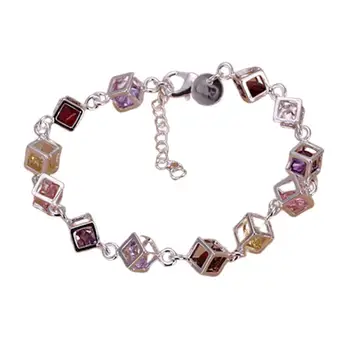  Модный браслет для женщин, Посеребренный Кубический браслет, Ювелирные изделия, Подарки, Женские браслеты для рук, Женский браслет