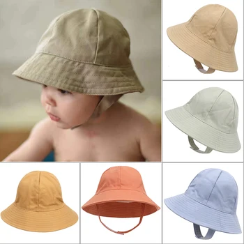  Новая летняя Панама, детская шляпа с большими полями, детская кепка-ведро, пляжные детские шапки для девочек и мальчиков, 8 цветов, Рыбацкие кепки от 3 до 8 лет