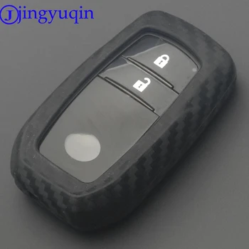  jingyuqin 10x 2/3/4 Кнопки Чехол Для Ключей Автомобиля Toyota Crown Camry Highlander RAV4 EZ Carbon Fiber Car Key Bag Shell