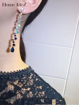  Роскошные женские длинные серьги с градиентным цветом Циркона и бриллианта, Элегантная Модная подвеска в виде капли воды