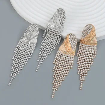  ZA Блестящие серьги с кисточками из хрусталя для женщин 2023, роскошные серьги с бахромой из длинносплавного стекла, модные украшения для ушей