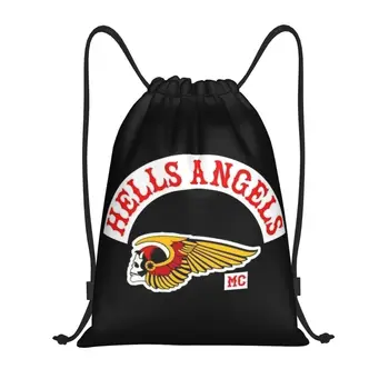  Сумки На Шнурке С Логотипом Hells Angels World Для Мужчин И Женщин, Складной Спортивный Рюкзак Для Тренажерного Зала, Тренировочные Рюкзаки Для Хранения